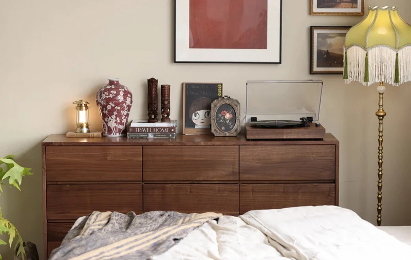 NovaTrend 9-Drawer Walnut Wood Dresser