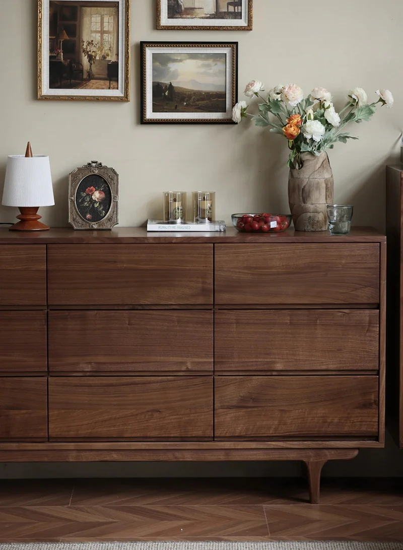 NovaTrend 9-Drawer Walnut Wood Dresser