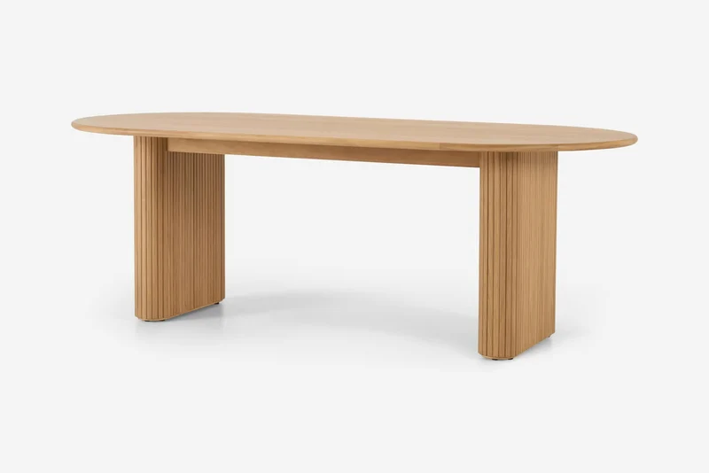Prism Oval Solid Oak Wood Dining Table with Strong Support Leg