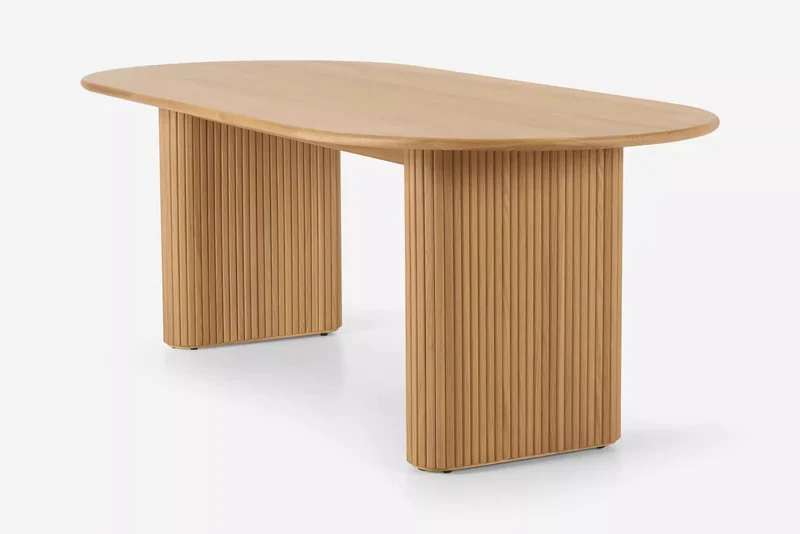 Prism Oval Solid Oak Wood Dining Table with Strong Support Leg