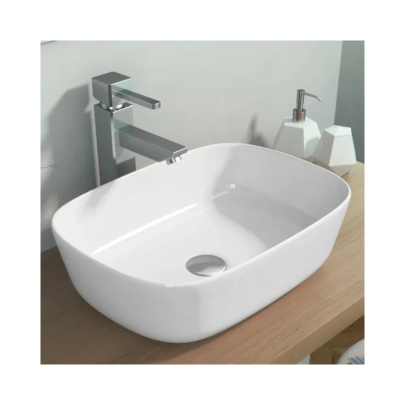 Lavabo Sobre Encimera Abby Fossil Natura Blanco Brillo