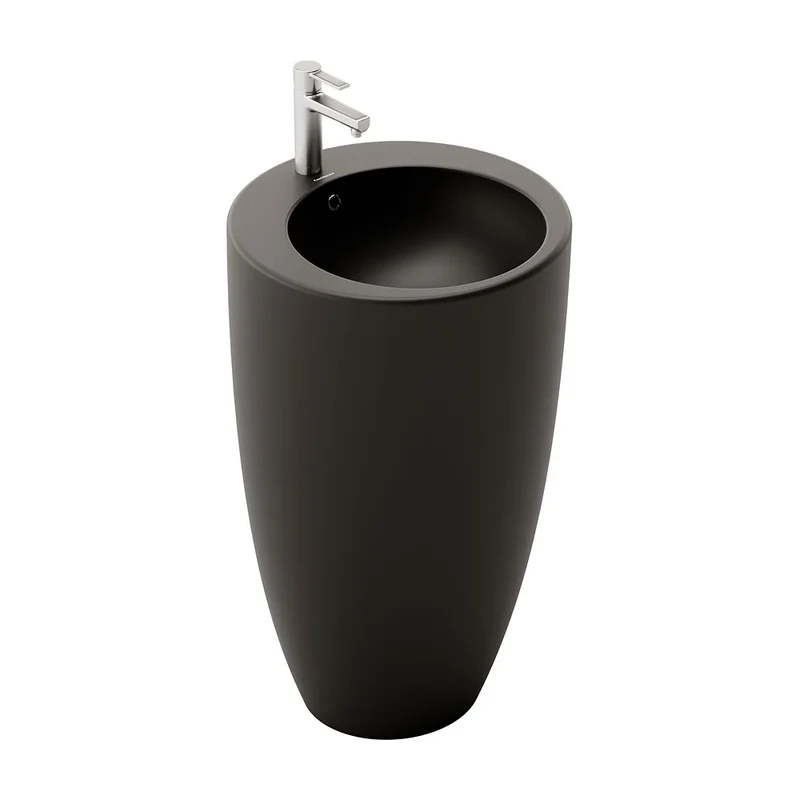 Lavabo con Pedestal Bolonia Fossil Natura Negro Mate