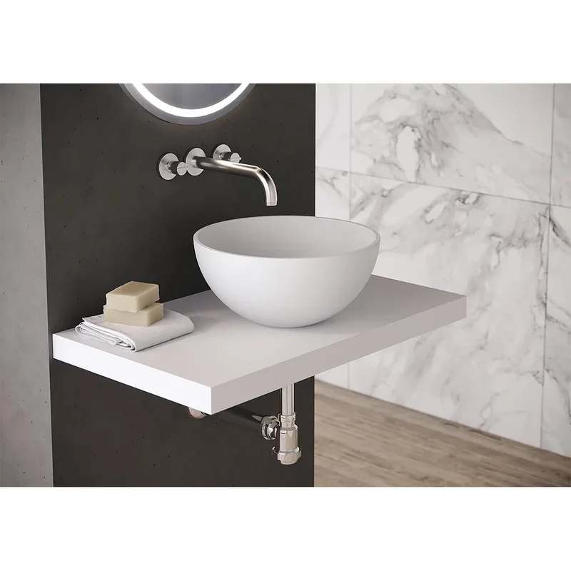 Lavabo Sobre Encimera Lush Fossil Natura Blanco Mate
