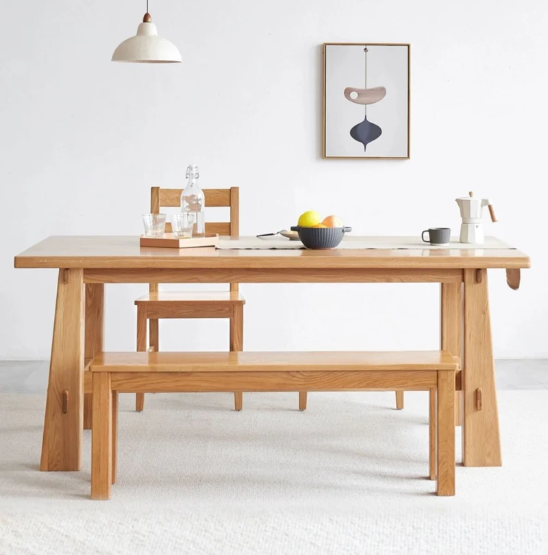 Whisper Mid-Century Solid Wood Oak Dining Table