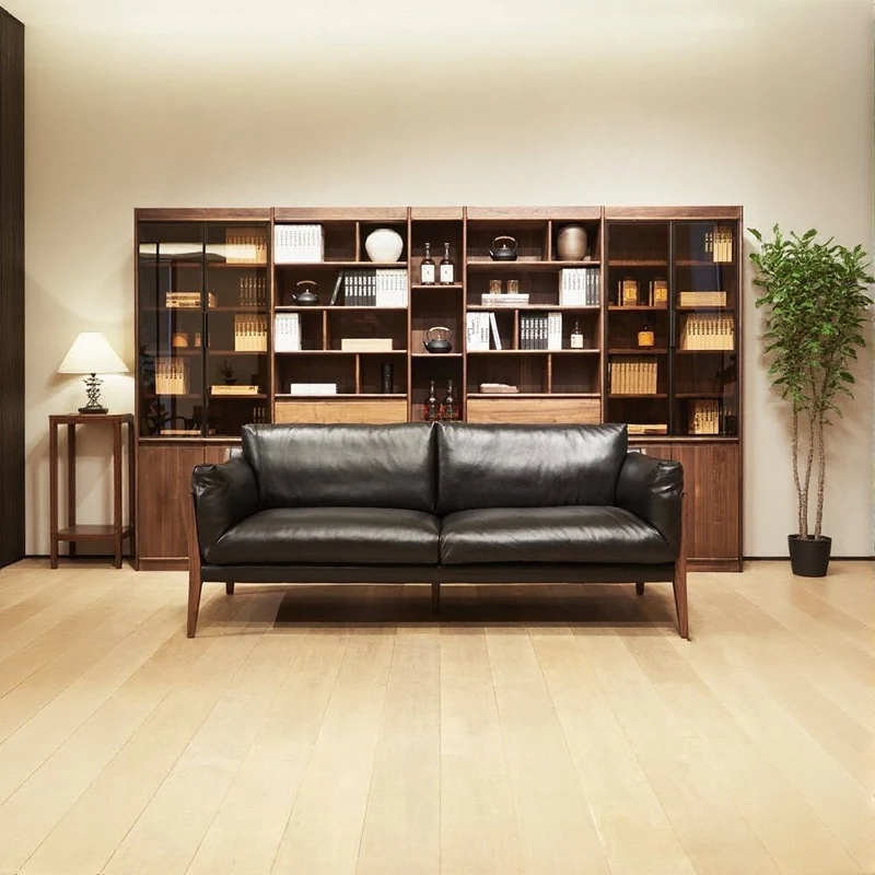 Art Deco Solid Walnut Wood Sofa