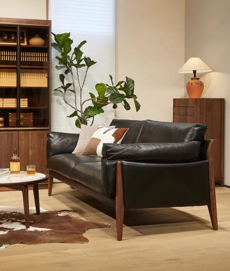 Art Deco Solid Walnut Wood Sofa