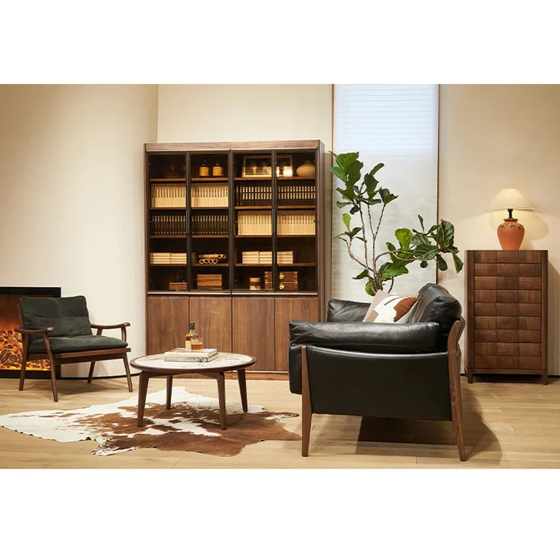 Art Deco Solid Walnut Wood Sofa
