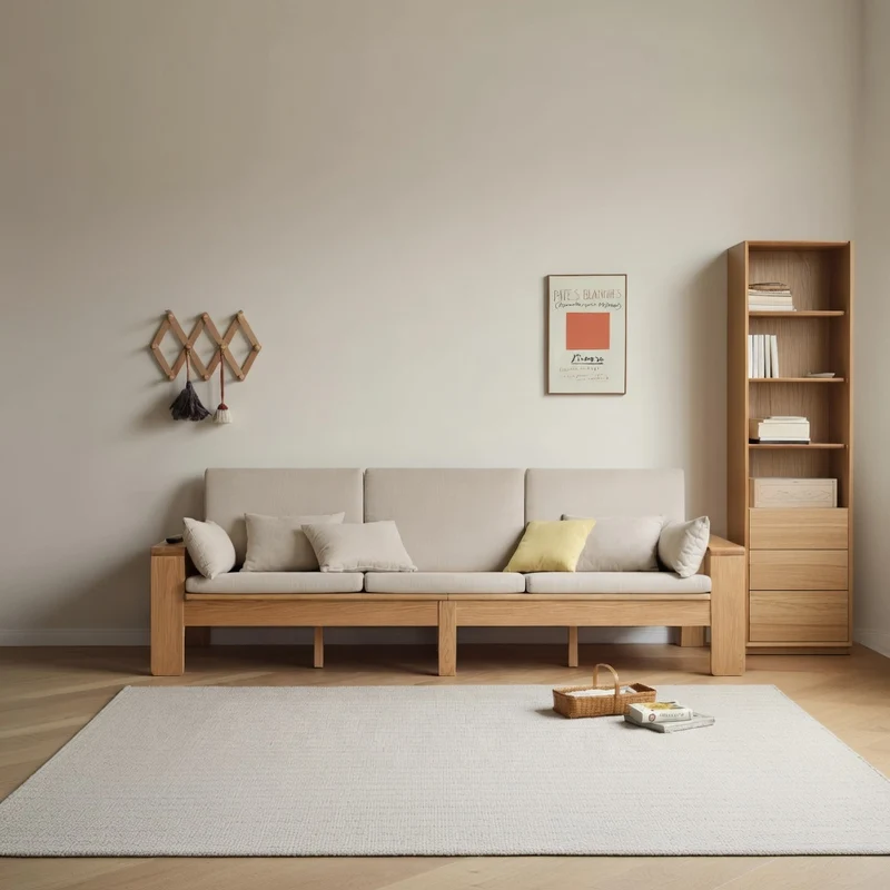 Serenity Oak Wood Genuine Leather Sofa Sets