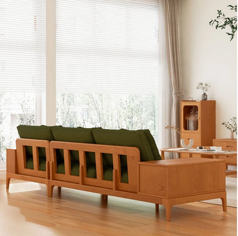 Astra Cherry Genuine Leather Sofa with Drawers