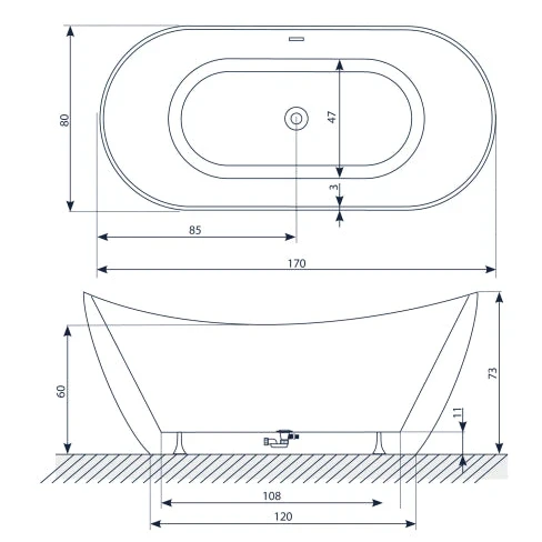 Bañera exenta VELA de Baños 10 — de 150 a 180 cm