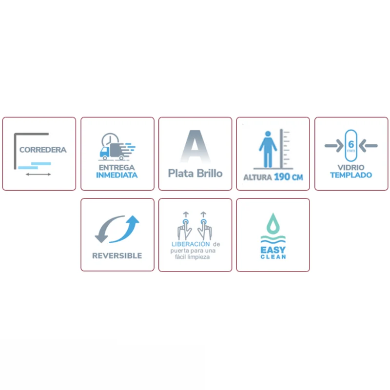 Mampara de ducha frontal Serie 300 (TR100) de Kassandra, 2 fijos con 2 correderas