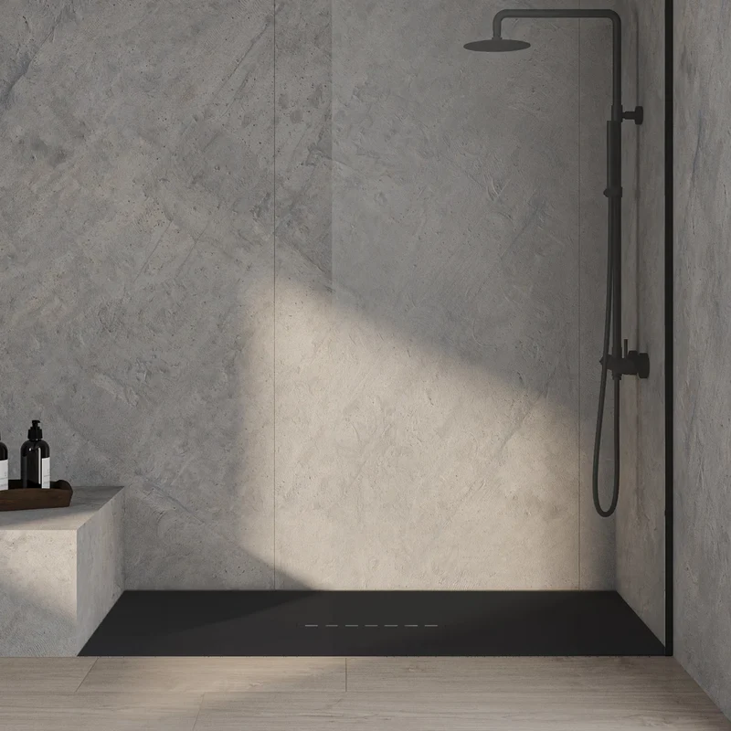 Plato de ducha de resina HAN de Baños 10, textura concrete a medida