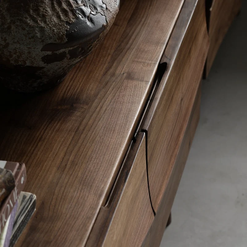 Align Wave Design Solid Black Walnut Wood TV Stand