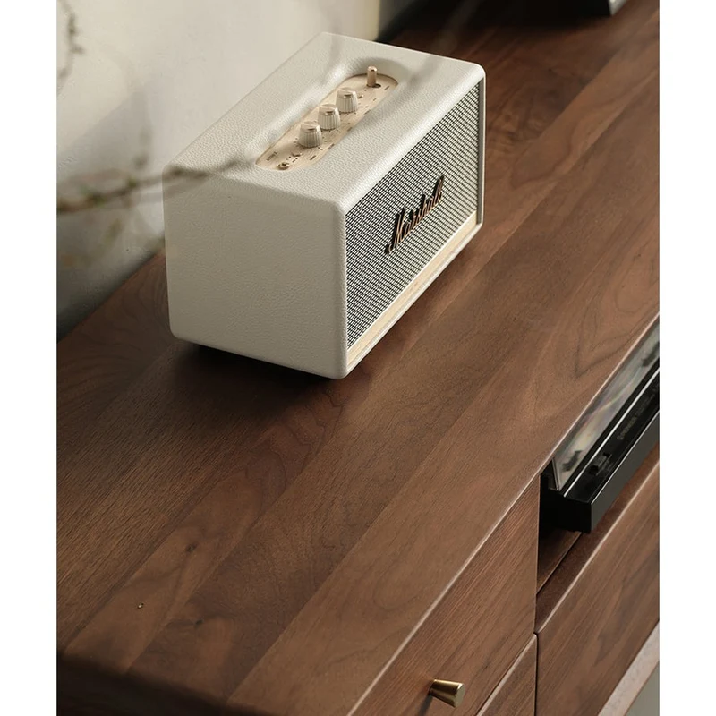 Venture Round Edge Walnut Wood TV Stand with T-Leg