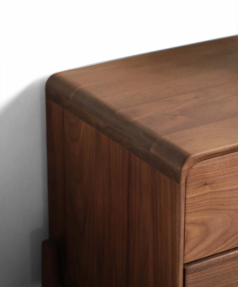 Venture Round Edge Walnut Wood TV Stand with T-Leg