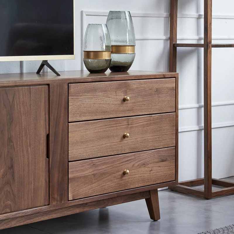 Versatile Dark Walnut Wood Entertainment TV Stand