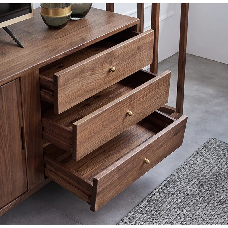 Versatile Dark Walnut Wood Entertainment TV Stand