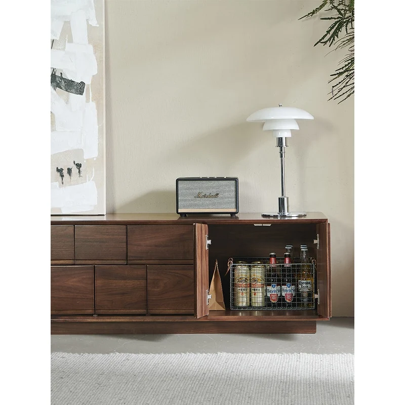 Citrine Low Flat Solid Walnut Wood TV Cabinet