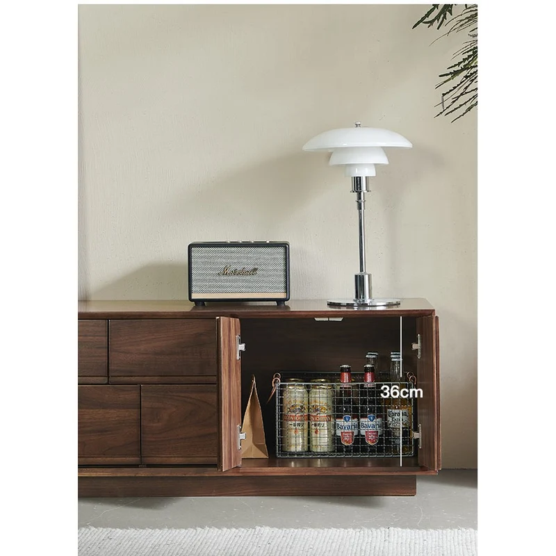 Citrine Low Flat Solid Walnut Wood TV Cabinet