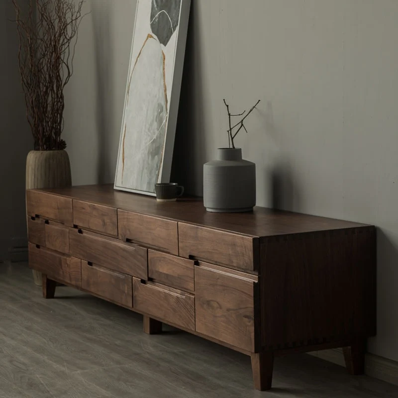 Clarity Multi-Drawers American Walnut Wood Media Cabinet