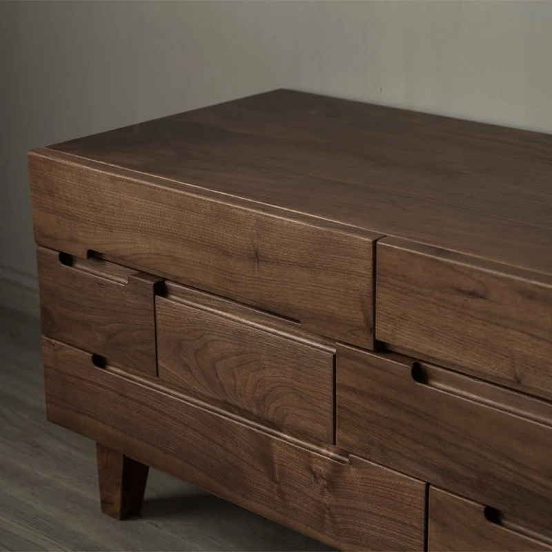 Clarity Multi-Drawers American Walnut Wood Media Cabinet
