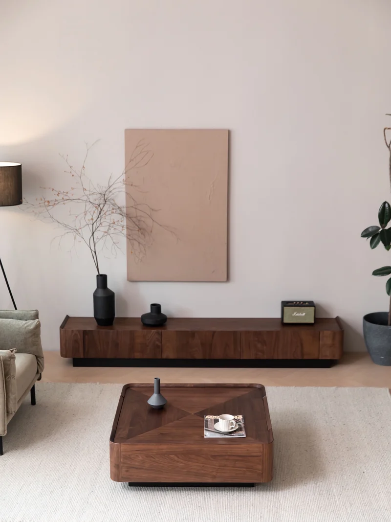 Tribe Link Up Drawers Black Walnut Wood Media Center