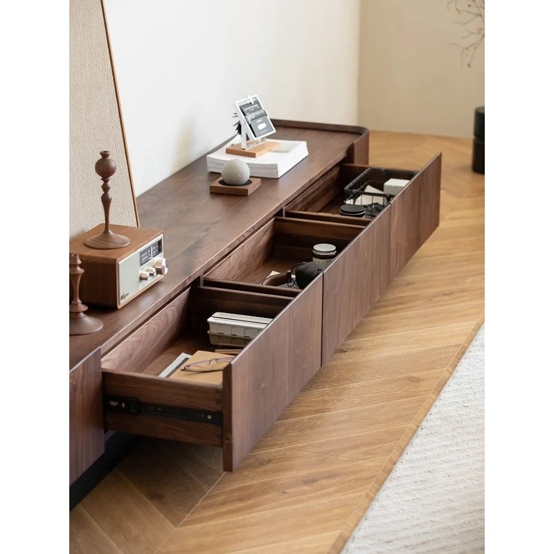 Tribe Link Up Drawers Black Walnut Wood Media Center