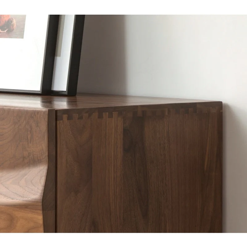 Sleek Gloss Black Walnut Wood TV Stand