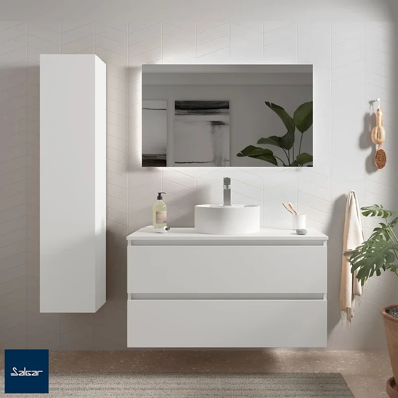 Mueble de Baño Suspendido con Lavabo Salgar Bequia Blanco Mate