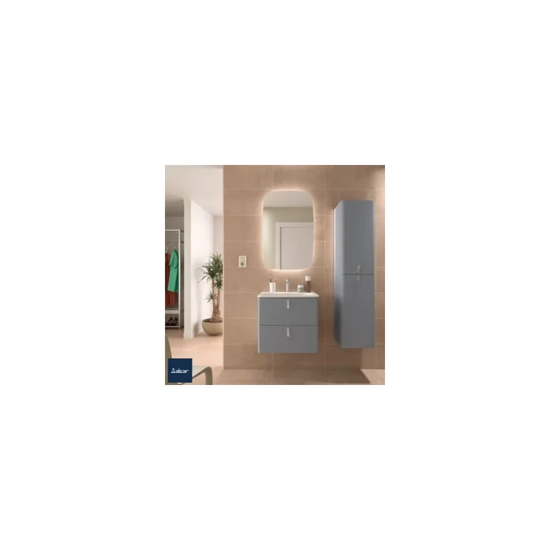 Mueble de Baño Suspendido con Lavabo y 2 Cajones Salgar Uniiq 60 cm Gris Humo