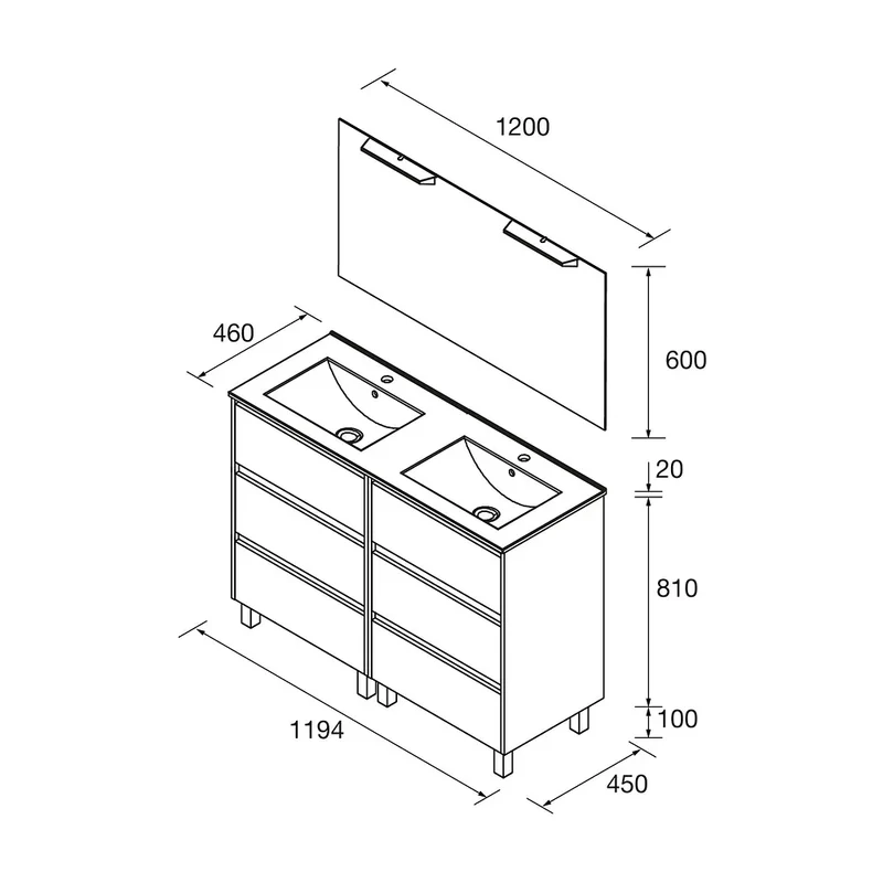 Mueble de Baño con Lavabo Salgar Noja