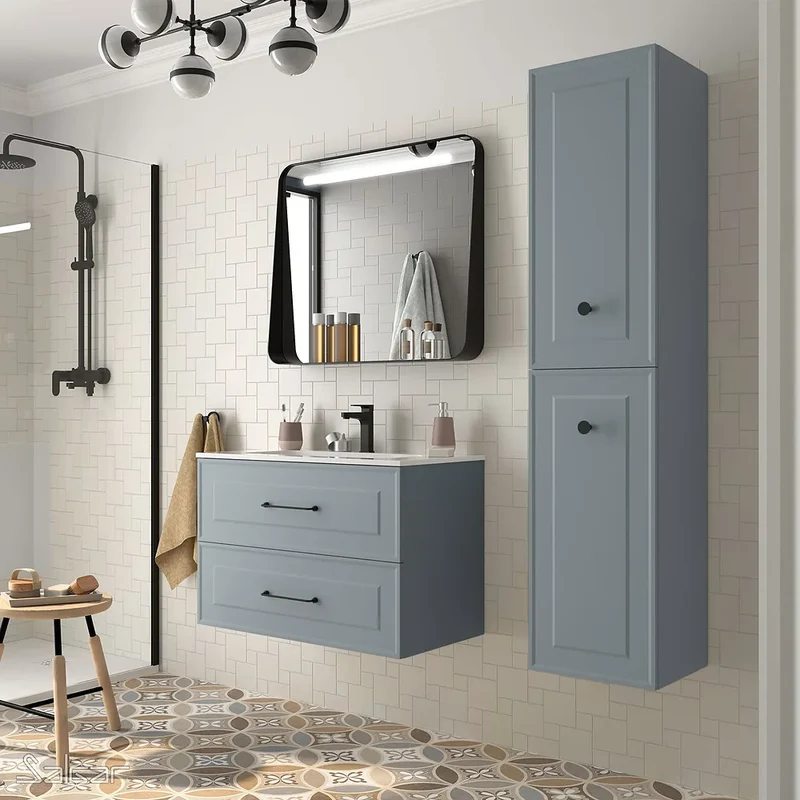 Mueble de Baño 2 Cajones Salgar Renoir 80 cm Azul