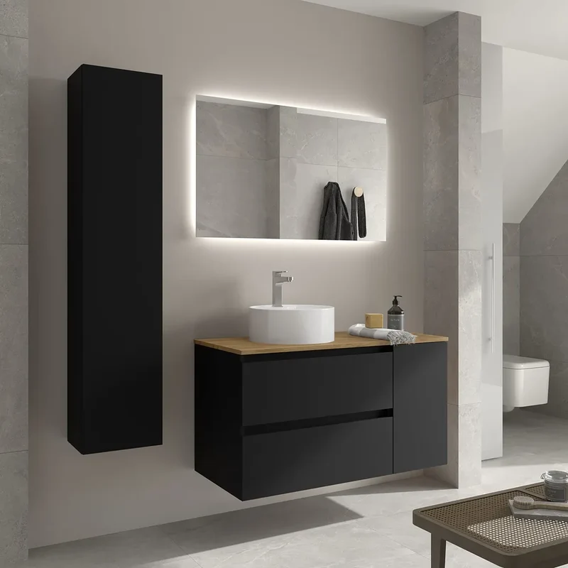 Mueble de Baño Lavabo sobre Encimera Salgar Bequia Plus 100 cm Negro Mate