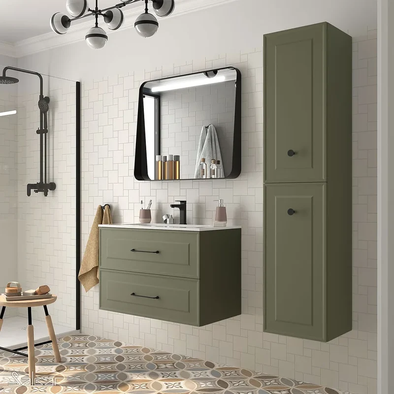 Mueble de Baño 2 Cajones Salgar Renoir 80 cm Verde Bosque