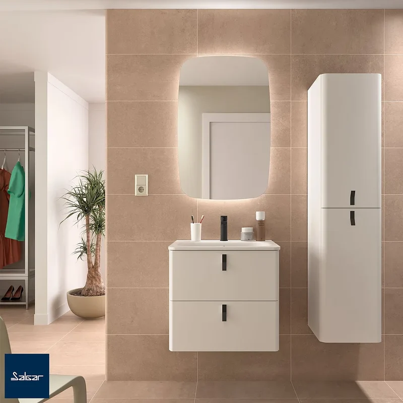 Mueble de Baño Suspendido con Lavabo y 2 Cajones Salgar Uniiq 60 cm Blanco Mate