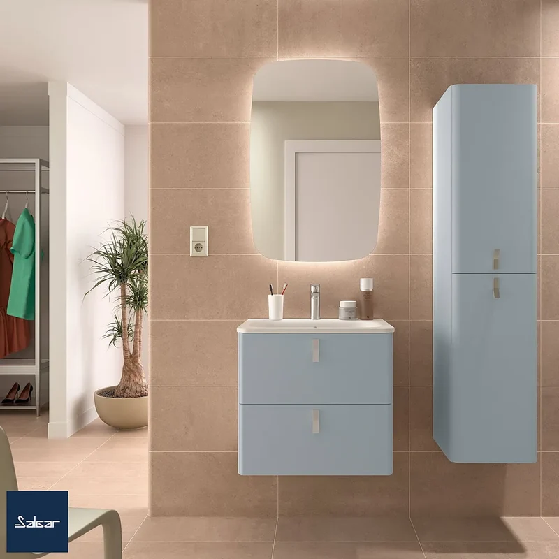 Mueble de Baño Suspendido con Lavabo y 2 Cajones Salgar Uniiq 60 cm