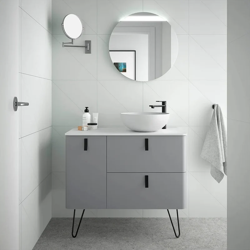 Mueble de Baño con Patas Lavabo sobre Encimera Salgar Uniiq 120 cm Gris Humo