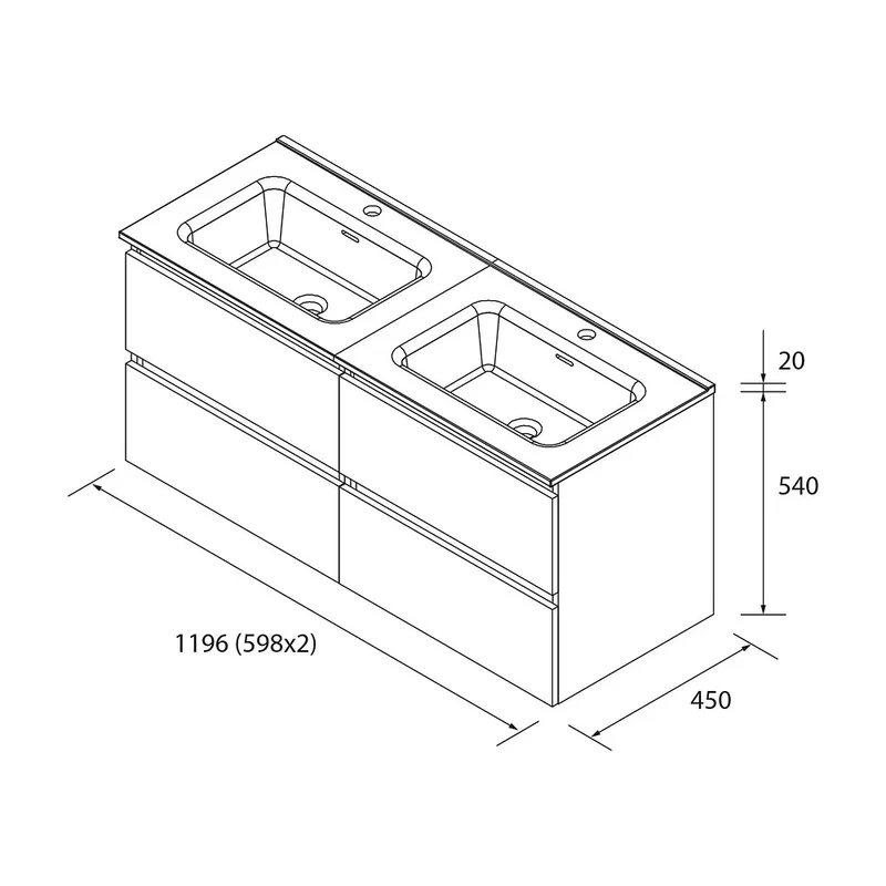 Mueble de Baño Suspendido con Lavabo Salgar Bequia 120 cm