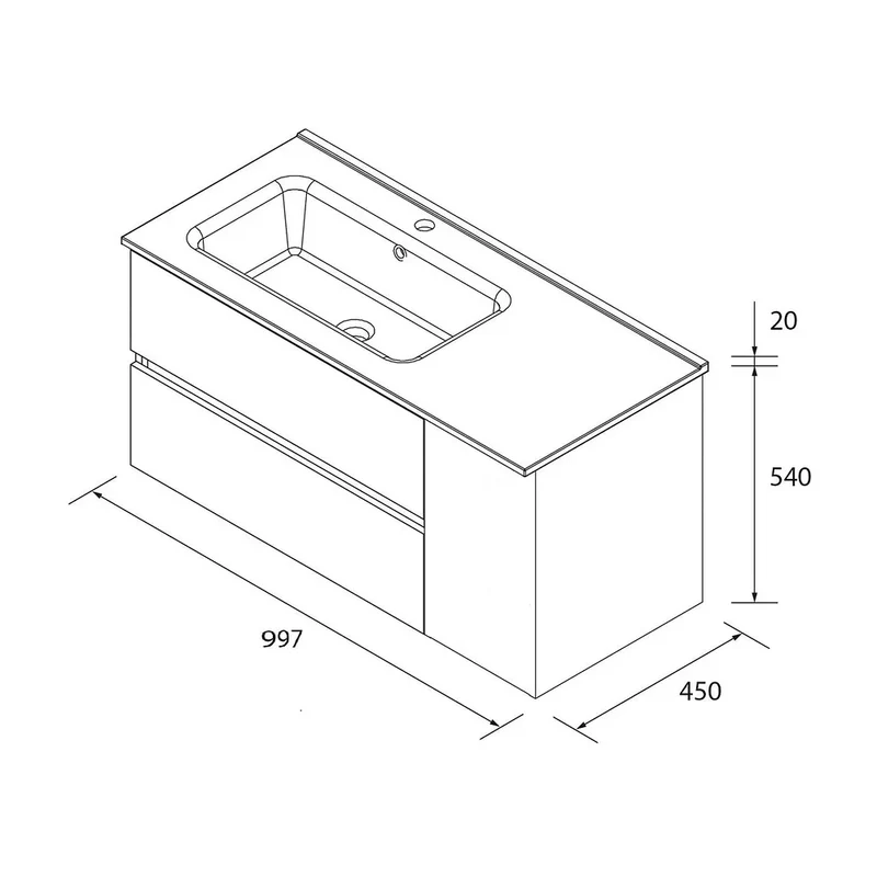 Mueble de Baño con Lavabo Salgar Bequia Plus 100 cm Negro Mate