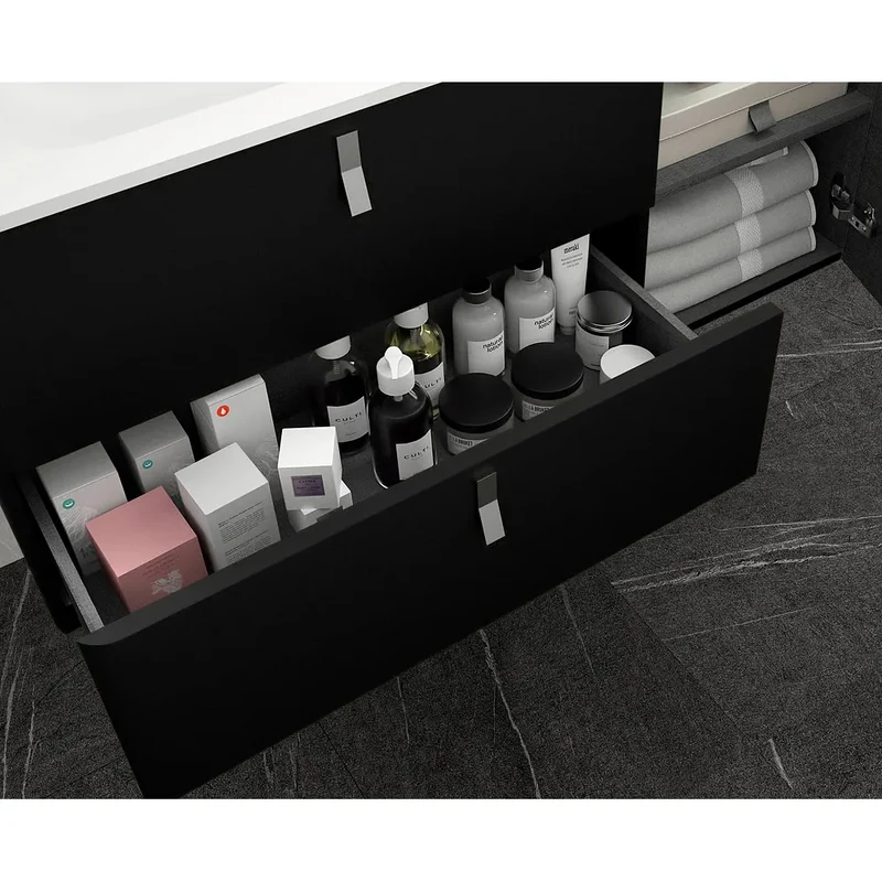 Mueble de Baño Lavabo sobre Encimera Salgar Uniiq 120 cm Negro Mate