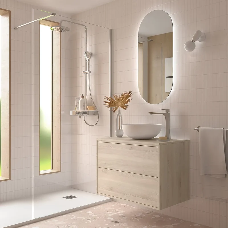 Mueble de Baño con Encimera y 2 Cajones Salgar Optimus Roble Natural