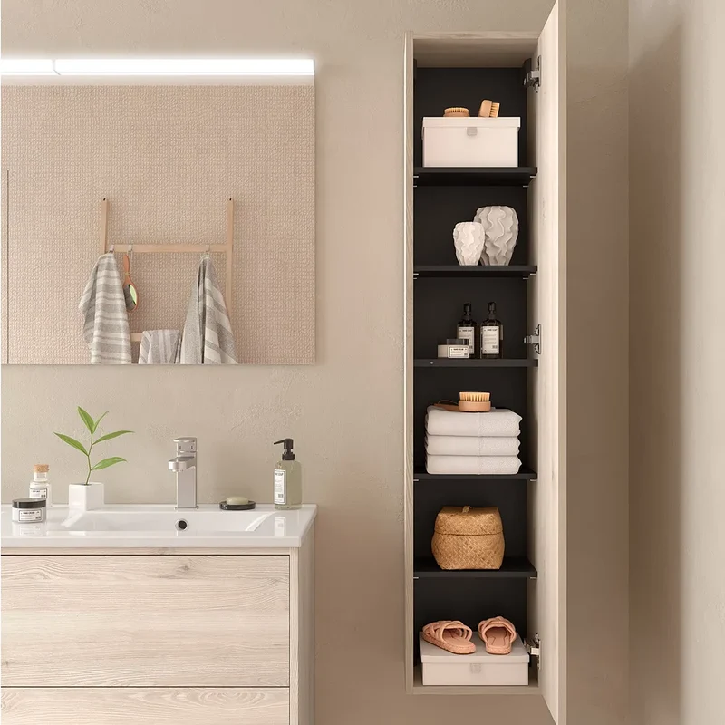 Mueble de Baño con Encimera y 2 Cajones Salgar Optimus Roble Natural