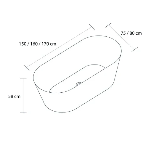 Bañera Oval en Isla VAN de Baños 10. Acrílica de 150, 160 y 170 cm