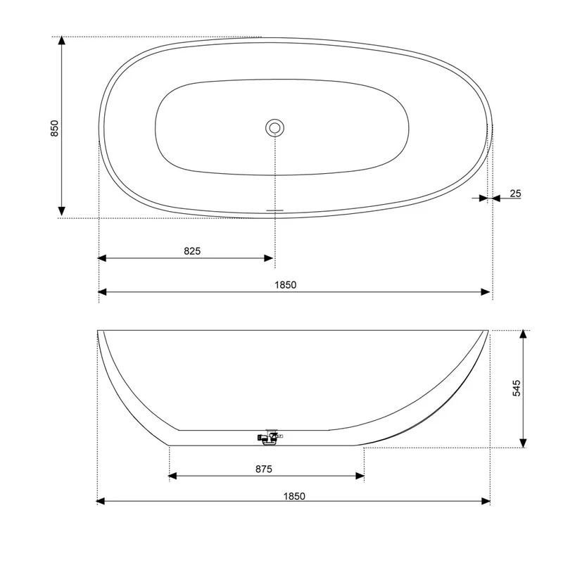 Bañera Exenta TAY en SolidSurface de Baños 10. 185X85x55 cm