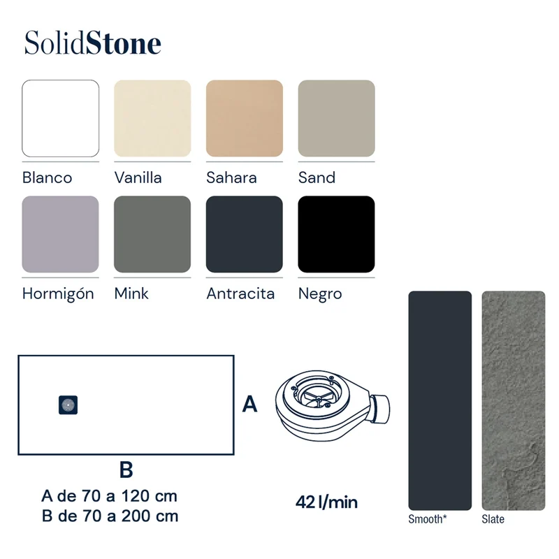 Plato Ducha Extraplano a Medida NATURAL en Solid Stone®