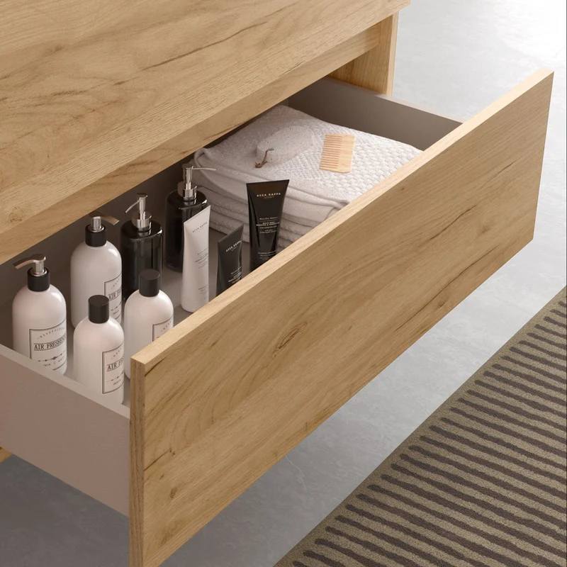 Conjunto Baño BEQUIA Salgar | 2 Cajones con Coqueta 2 Huecos y Lavabo Lisboa | Minimalista, Almacenaje Inteligente