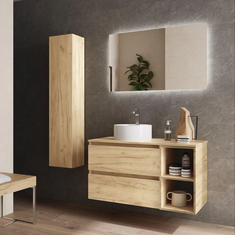 Conjunto Baño BEQUIA Salgar | 2 Cajones con Coqueta 2 Huecos y Lavabo Lisboa | Minimalista, Almacenaje Inteligente