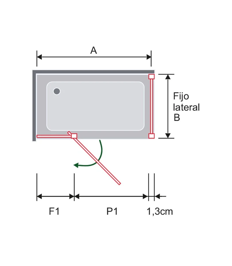 Mampara PIVOT, 1 Fijo con 1 Abatible Pivotante de 200 cm. Estanqueidad Total