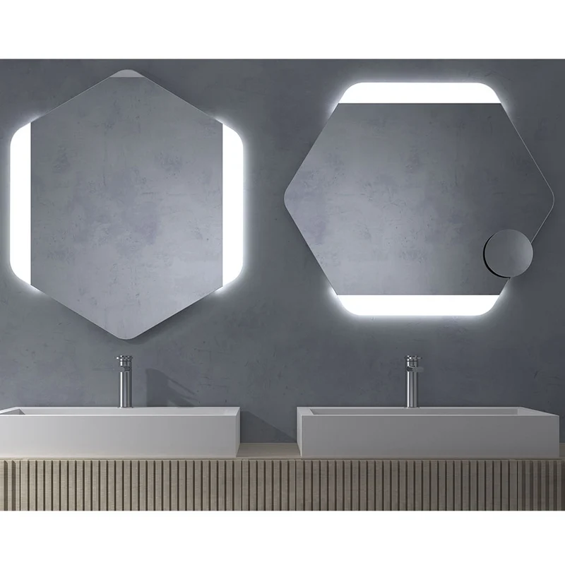 Espejo De Baño Hexagonal TURKS 80x70 cm | Colocación Reversible | Luz Led 3 Tonos | Ip44 | Eficiencia A++ | EUROBATH