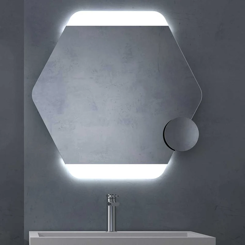 Espejo De Baño Hexagonal TURKS 80x70 cm | Colocación Reversible | Luz Led 3 Tonos | Ip44 | Eficiencia A++ | EUROBATH